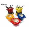 Enamel Mini Cast Iron Cheese Fondue Set